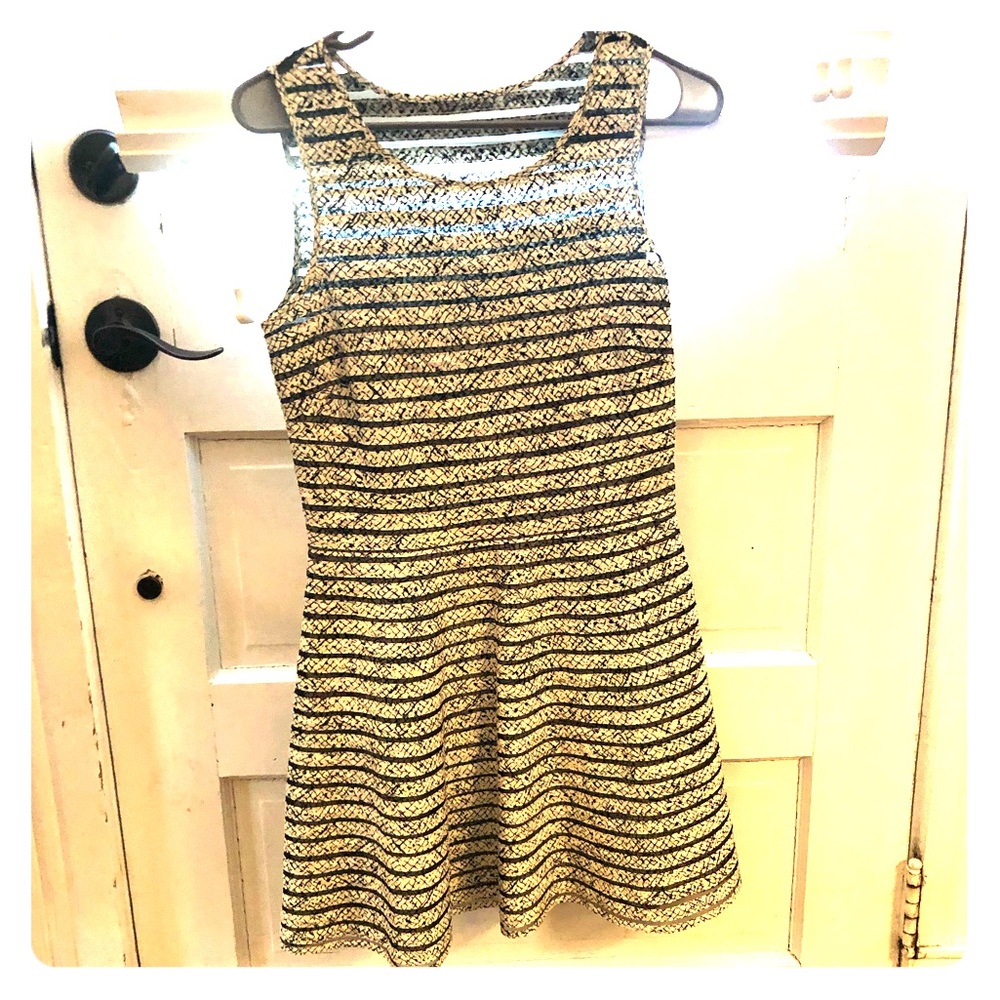 Parker Mesh Insert Black and White Dress Small